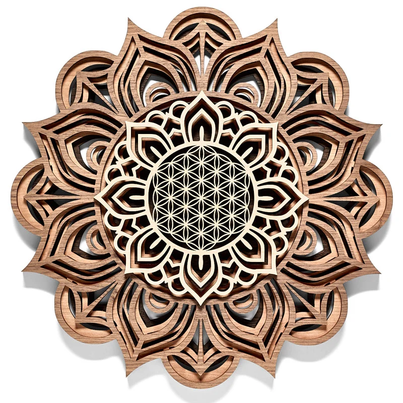 Wandbild Blume des Lebens ø50cm Mehrschichtig