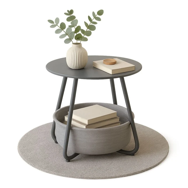 B-Ware Beistelltisch Kosi mit Canvas Korb - Metallgestell mit Stoffkorb