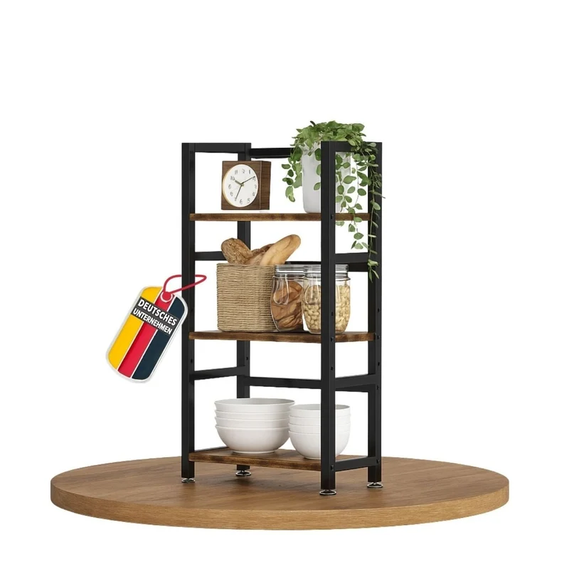 Mein-Regal kompaktes Küchenregal Vintage aus Holz mit Metallrahmen