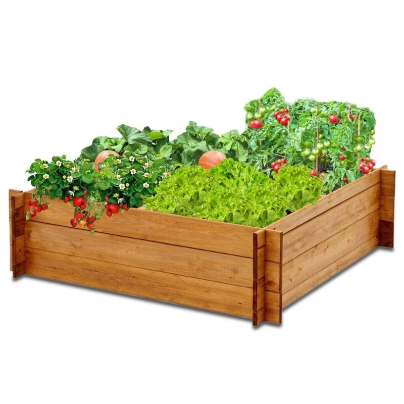 Coemo Hochbeet Riga Kräuterbeet Holz 4-geteilt mit Unterteilung