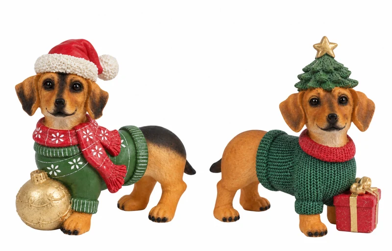 Weihnachtsfiguren Dackel Theo und Fiete 20 cm 2er Set