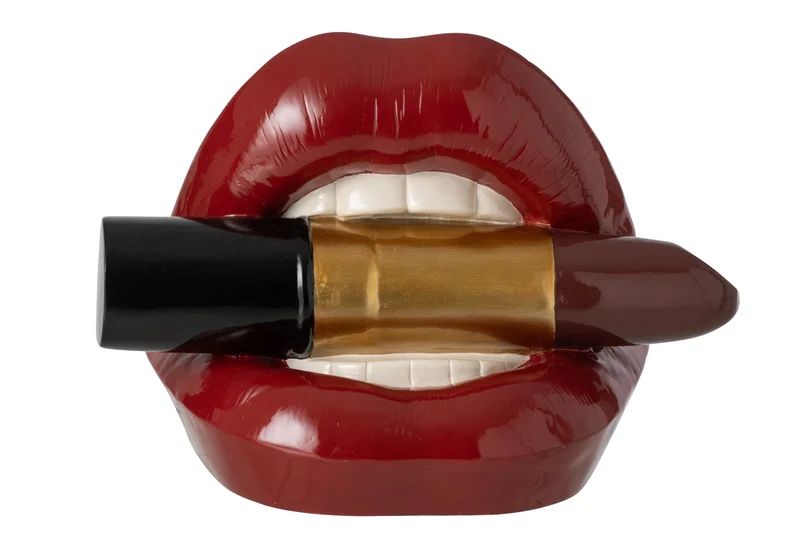 Deko Lippen Ruby mit Lippenstift rot 33 cm