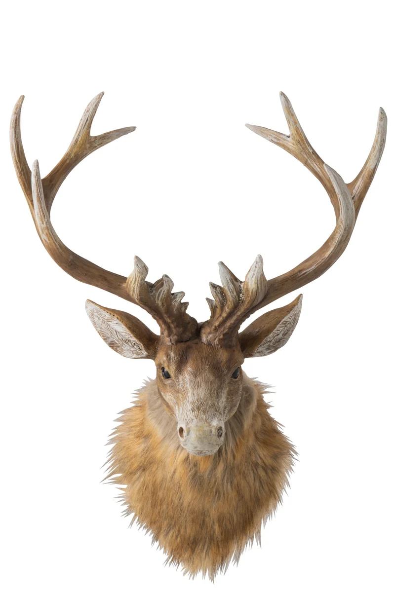 Wanddeko Rentierkopf Arvid mit Geweih braun beige 48 cm
