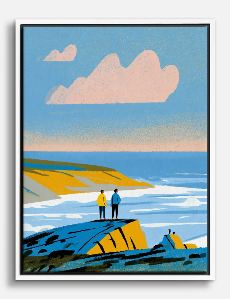 Two Walkers on the Cliff Edge Canvas Print