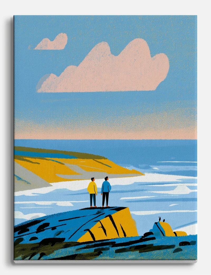 Two Walkers on the Cliff Edge Canvas Print