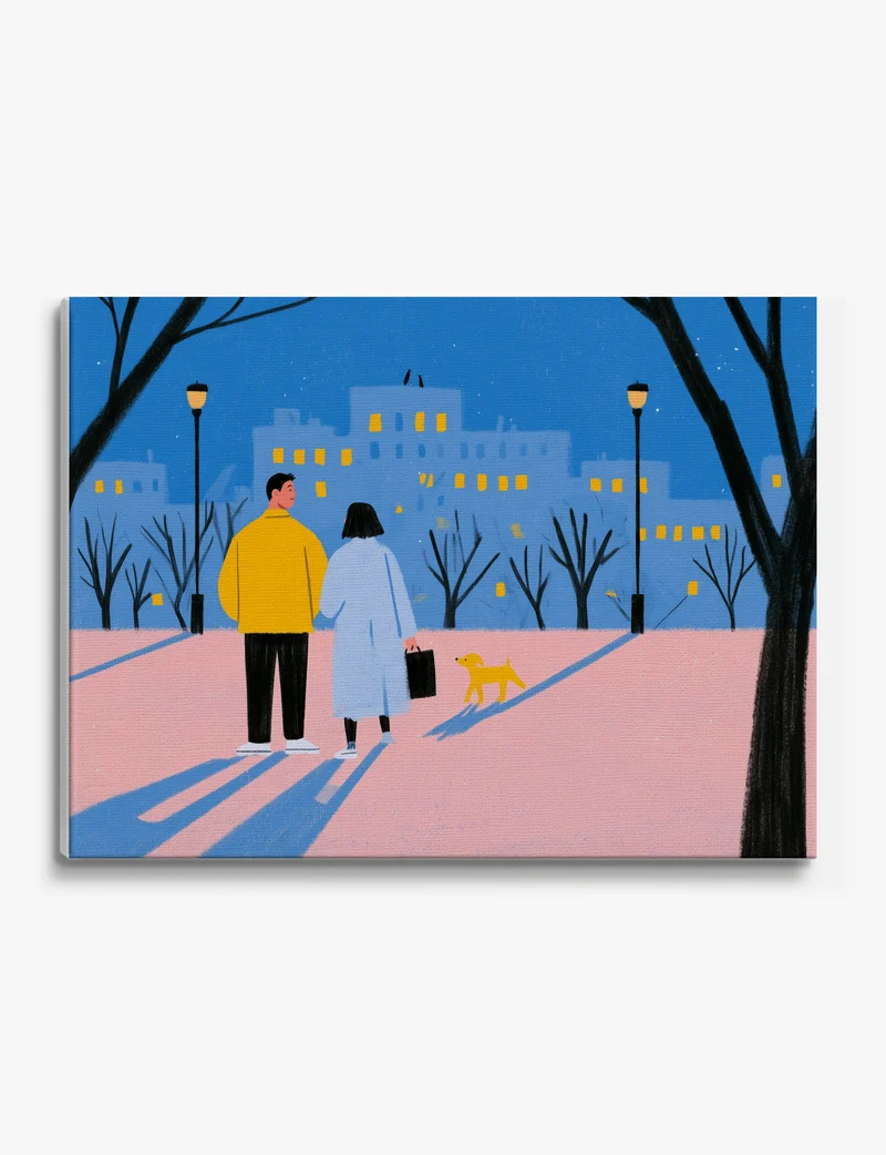 Evening Stroll in the City Park Canvas Print
