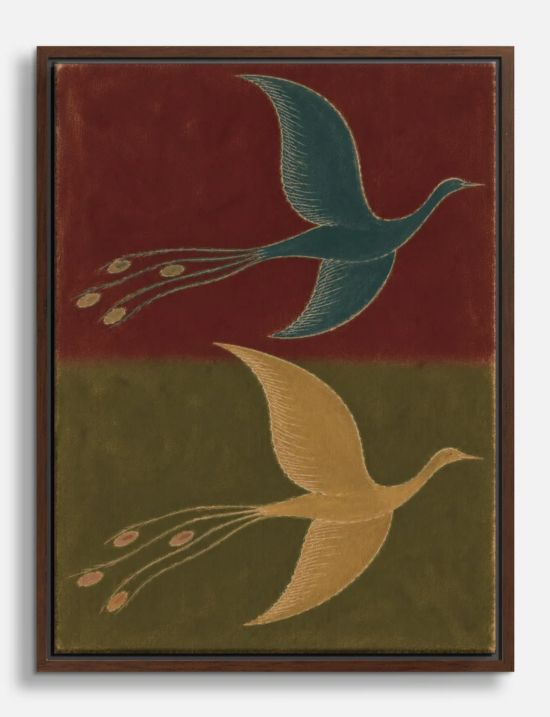 Two Peacocks in Flight Canvas Print