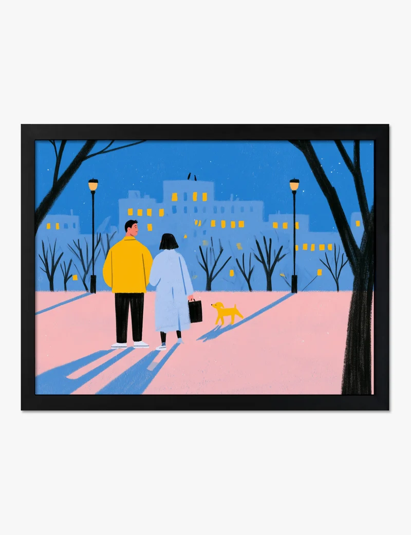 Evening Stroll in the City Park Art Print
