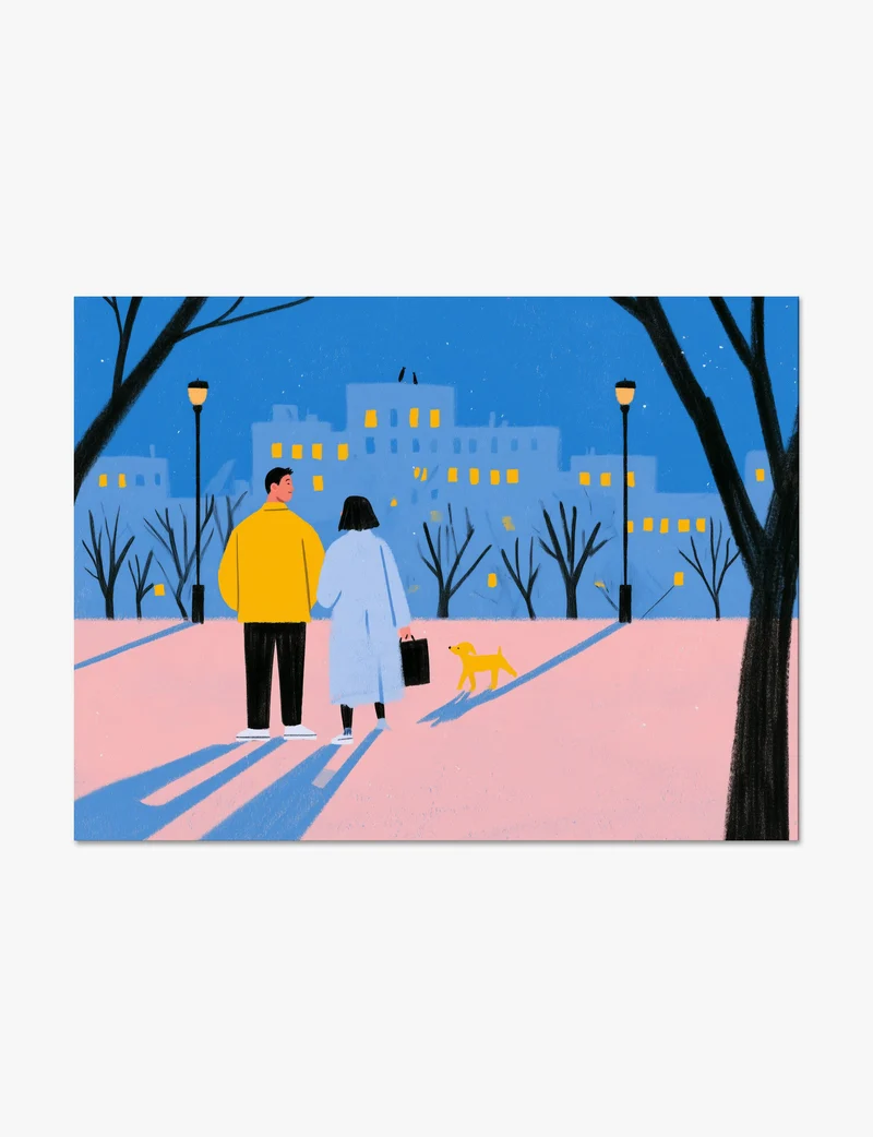 Evening Stroll in the City Park Art Print