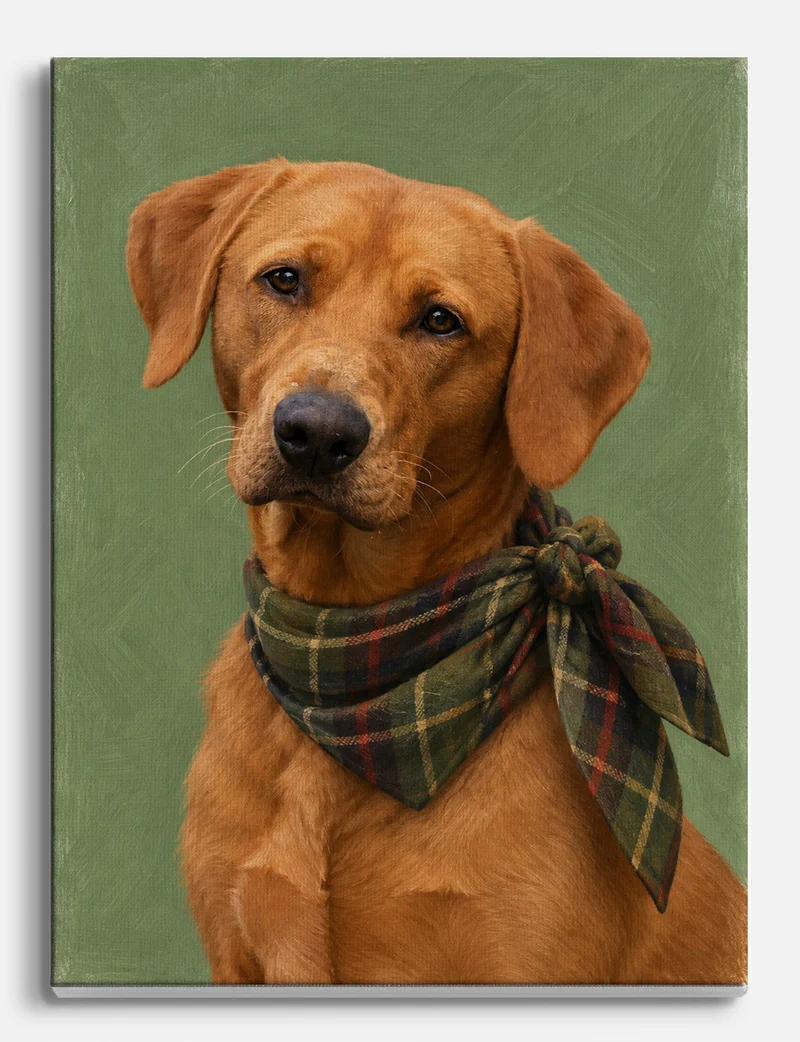 Fox Red Labrador in Tartan Scarf Canvas Print