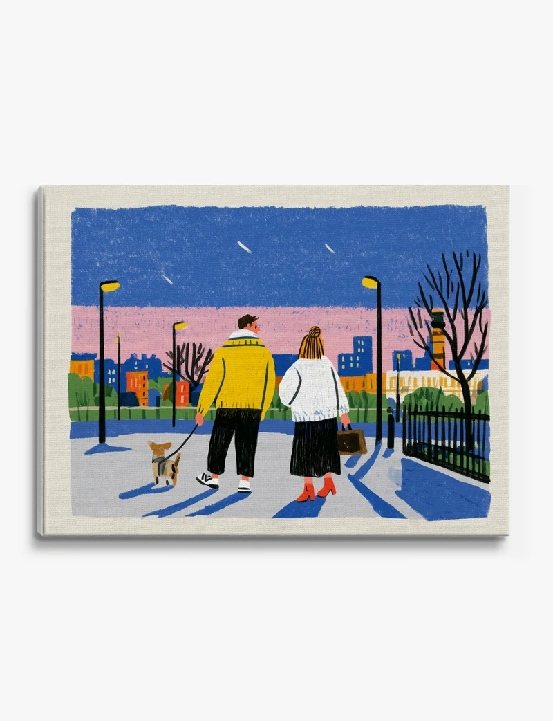 Evening Stroll in the City Canvas Print
