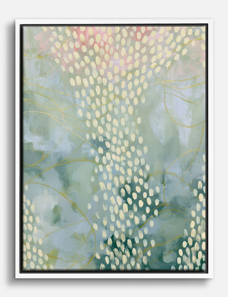 Falling Blossom in Soft Green Canvas Print