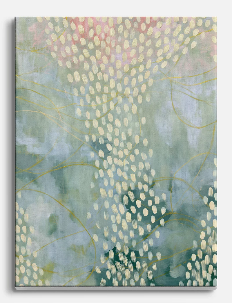 Falling Blossom in Soft Green Canvas Print