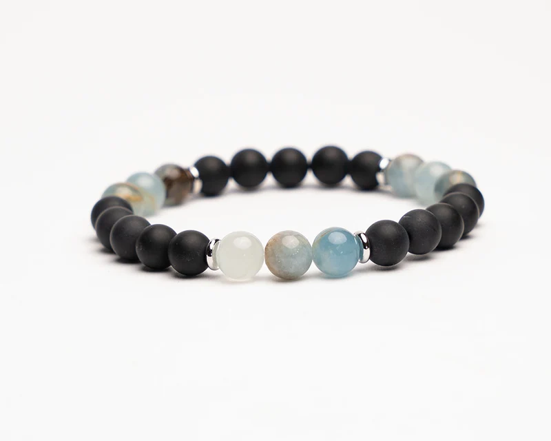 Edelstein Armband | Blauer Calcit und Schwarzer Onyx