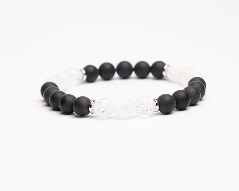 Edelstein Armband | Bergkristall und Schwarzer Onyx