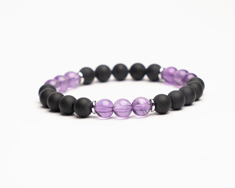 Edelstein Armband | Amethyst und Schwarzer Onyx