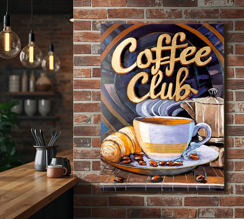 Bild 3D Coffee Club Wandbild modern 80x60cm