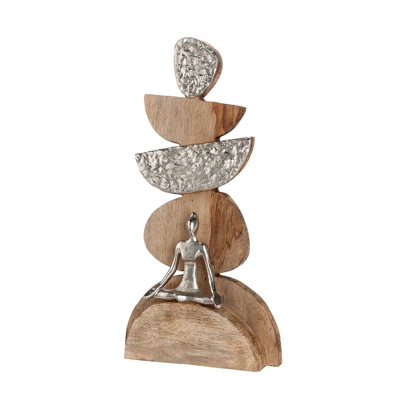 Skulptur Achtsamkeit Steindaube Balancefigur Holz Metall