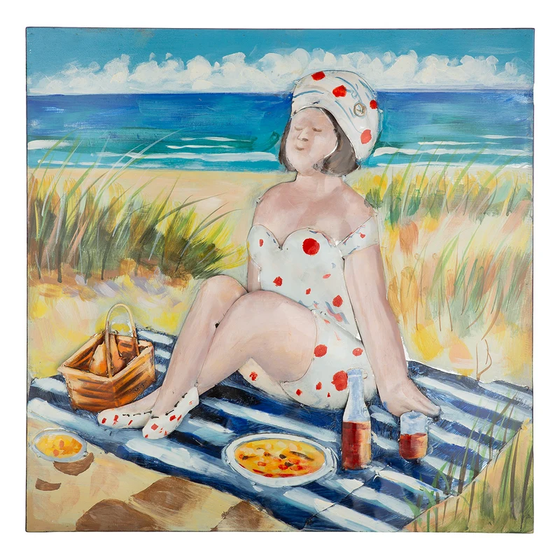 Wandbild Badedame Marisol Küstenmoment 60 cm Metall