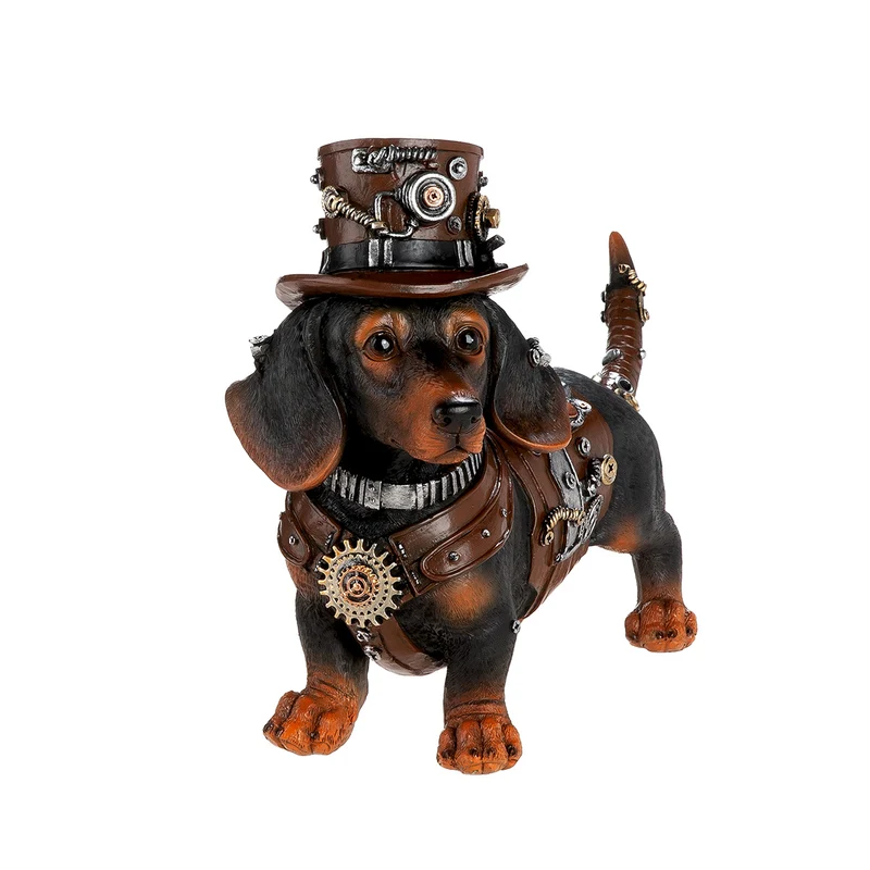 Dackel Figur Steampunk Bruno Gear braun schwarz Dekofigur