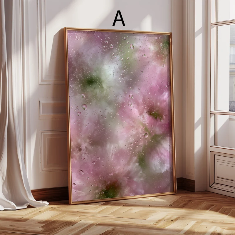 Blumen Poster · Geschenkidee · Rosen hinter Glas Wassertropfen Poster · Dekoprint ohne Rahmen