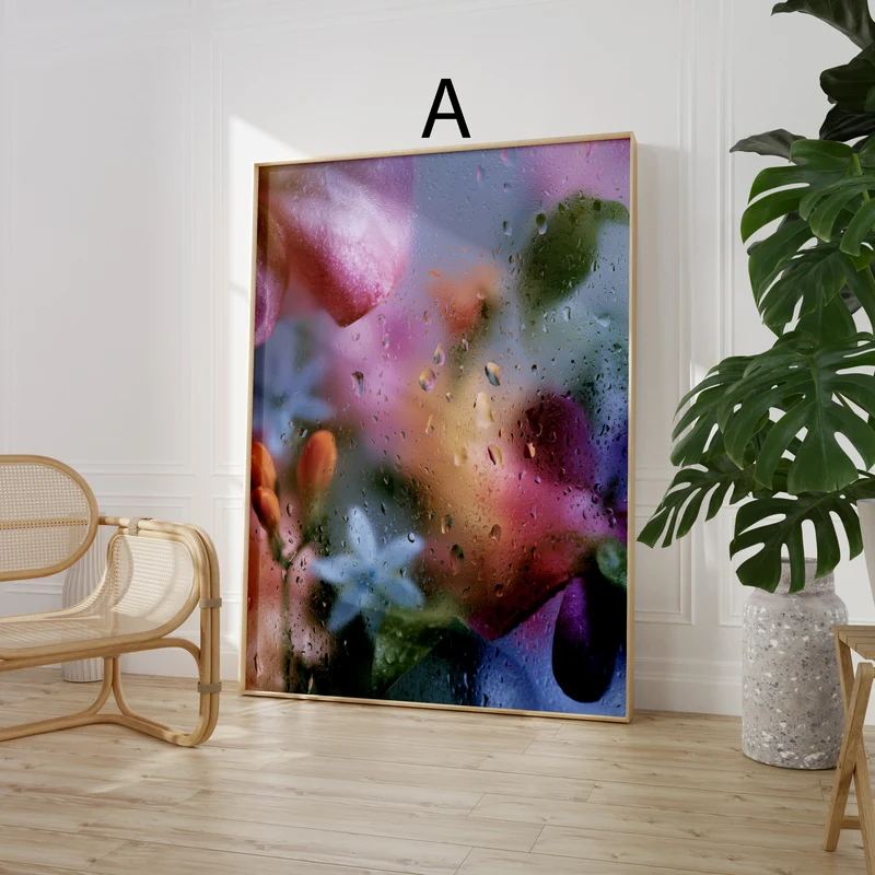 Blumen Poster · Geschenkidee · Ranunkeln Blumen beschlagenes Glas · Dekoprint ohne Rahmen