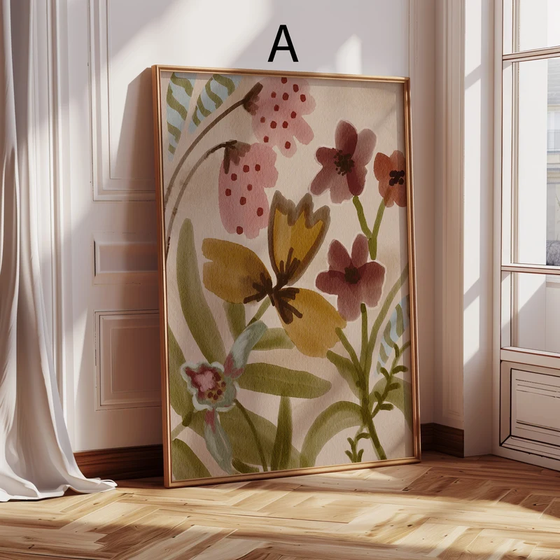 Poster Blumen · Geschenkidee · Botanische Blumen Schwan Ästhetische Kunst · Dekoprint ohne Rahmen