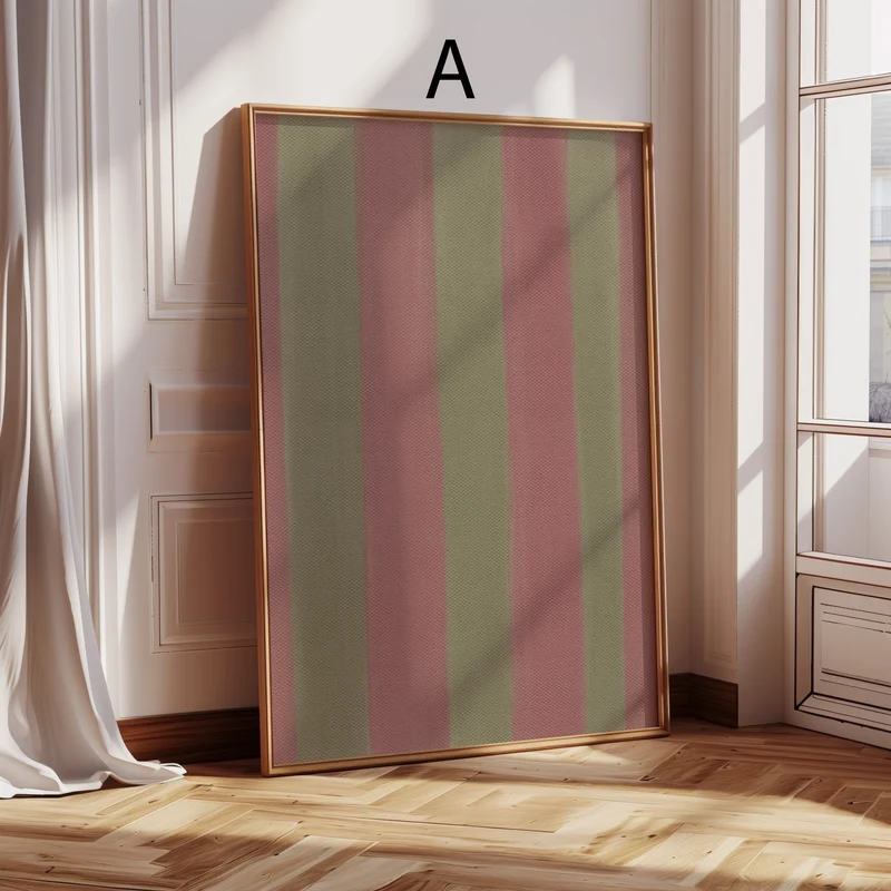 Kariertes Poster · Vintage Wandbild · Streifen Karo · Dekoprint ohne Rahmen
