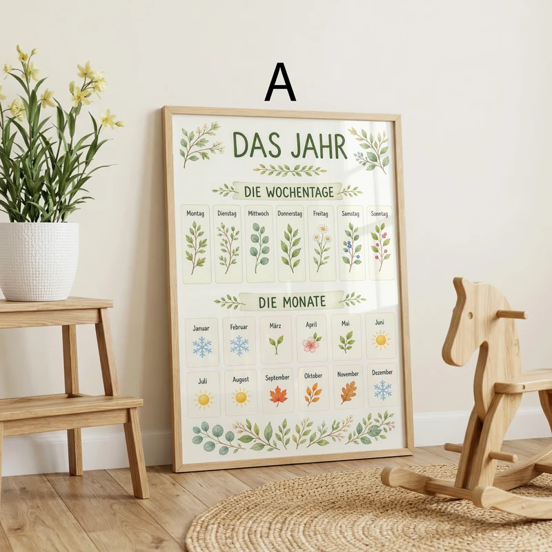 Lern Poster · Schule Lernen · Kindergarten · Geschenkidee · Kinder Alphabet Zahlen Formen Farben · Dekoprint ohne Rahmen