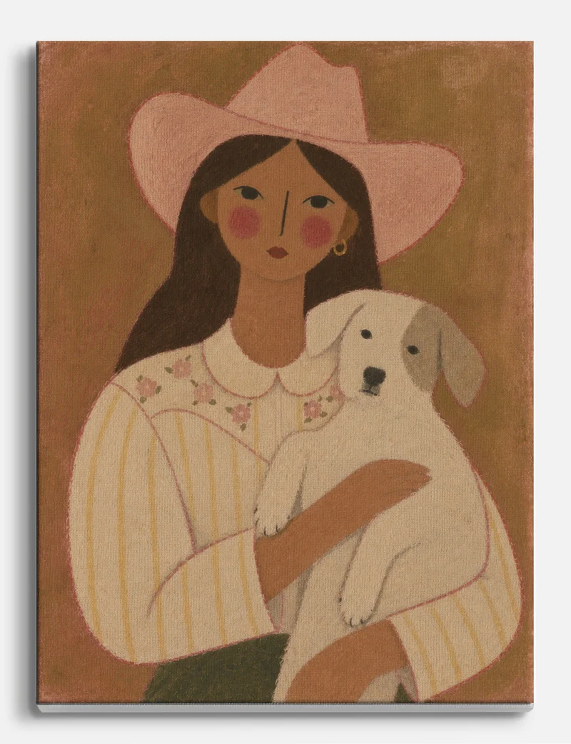 Cowgirl and Her Dog Canvas Print