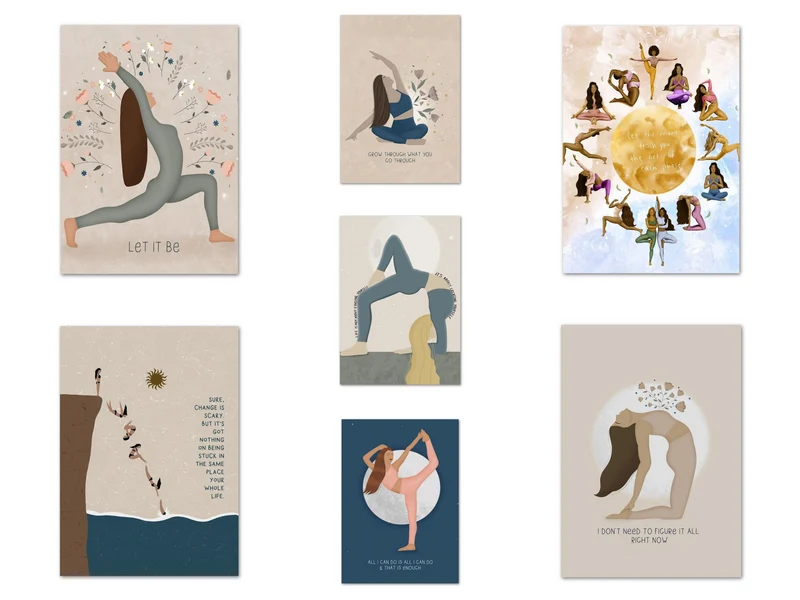 Yoga positive Gedanken · Geschenkidee · Yogastudio · Deko Print ohne Bilderrahmen