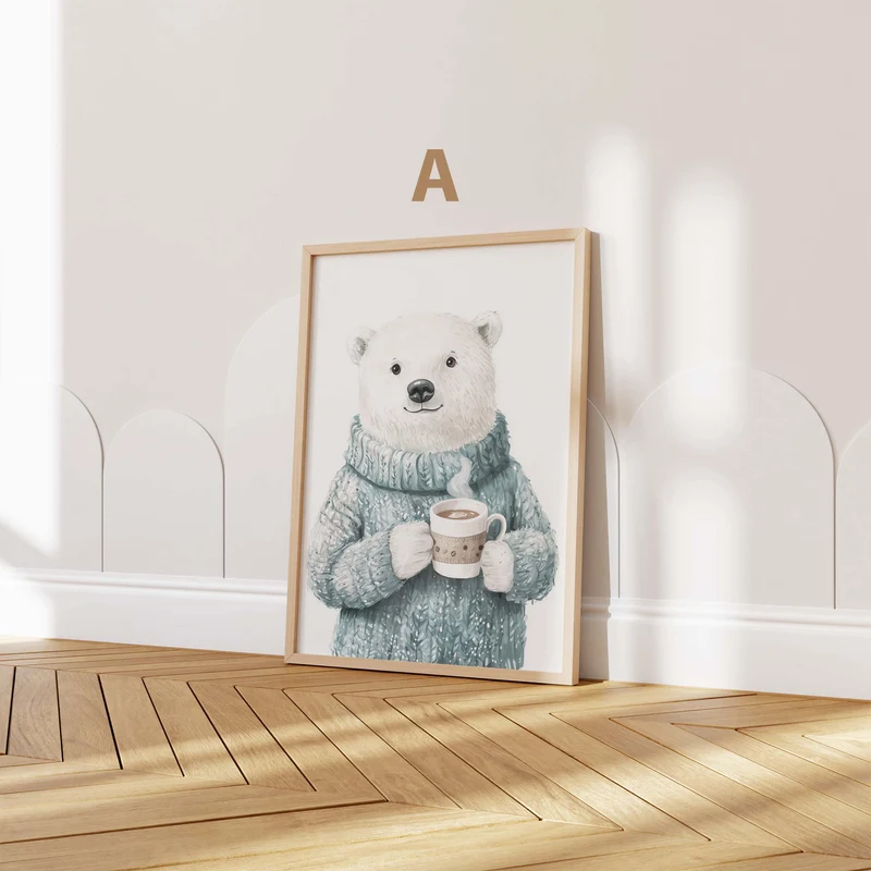 Niedliches Tier Kinderzimmer poster · Geschenkidee · Aquarell Bär Panda und Roter Panda Illustration · Wanddeko · Print ohne Rahmen