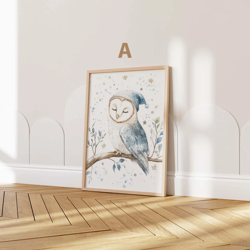 Süßes Waldtiere Poster · Geschenkidee · Schlafende Waldtier Aquarell Illustration · Kinderzimmer Wanddeko · Print ohne Rahmen