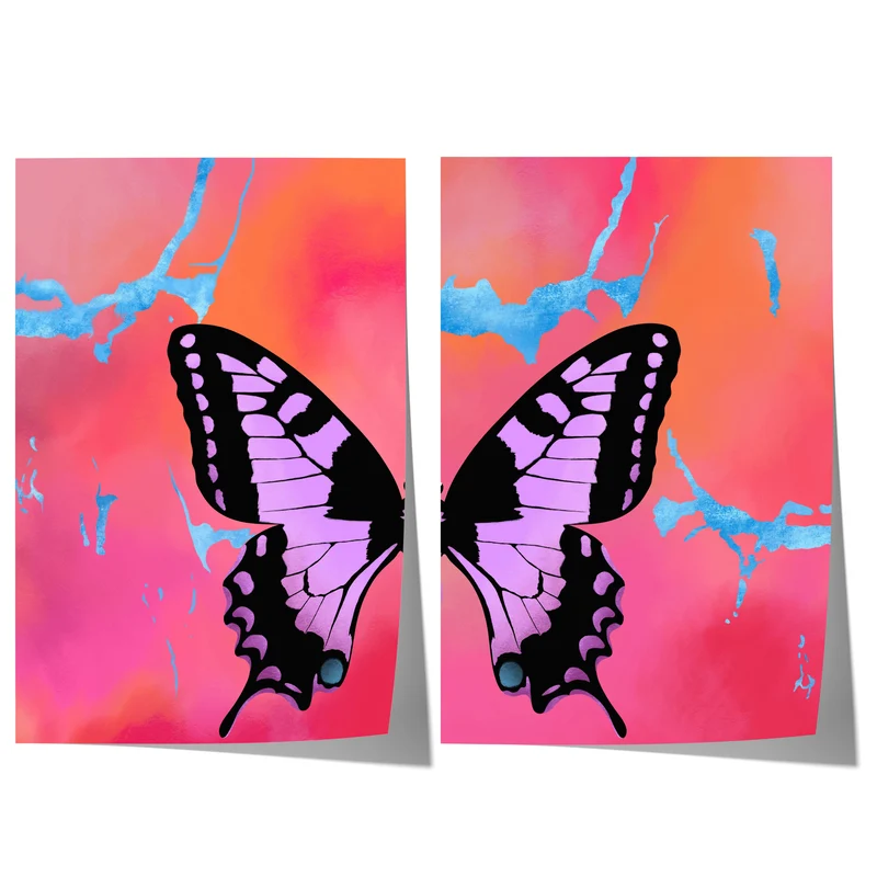 Butterfly Wings Poster · Geschenkidee · Minimalistisches Butterfly Style Design · Urban Kunst · Moderne Wanddeko · Print ohne Rahmen