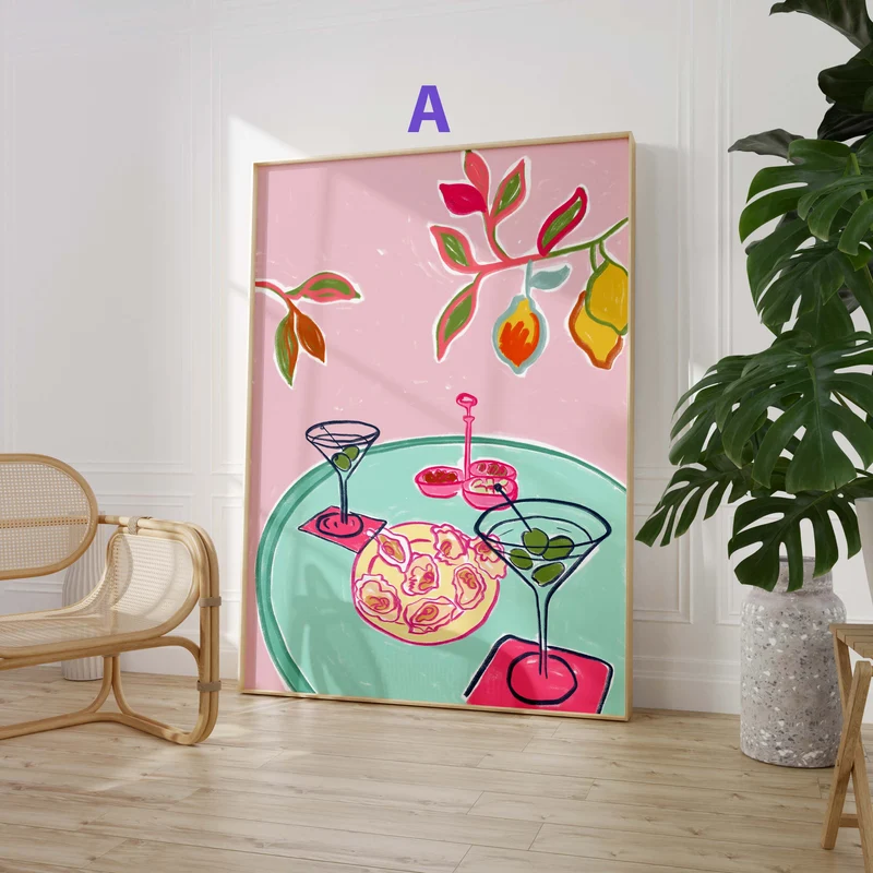 Colorful Dining Poster · Geschenkidee · Minimalistisches Food Illustration Style Design · Moderne Küchenkunst · Print ohne Rahmen