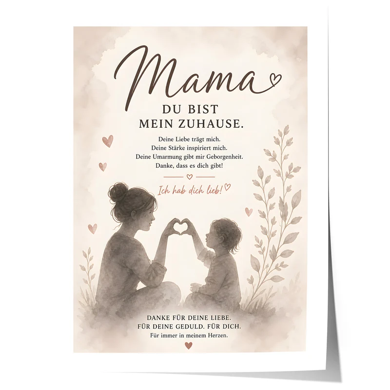 Muttertag Poster Mama & Kind · Geschenk für Mama · Liebe Spruch Poster · Familie Wanddeko · Print ohne Rahmen