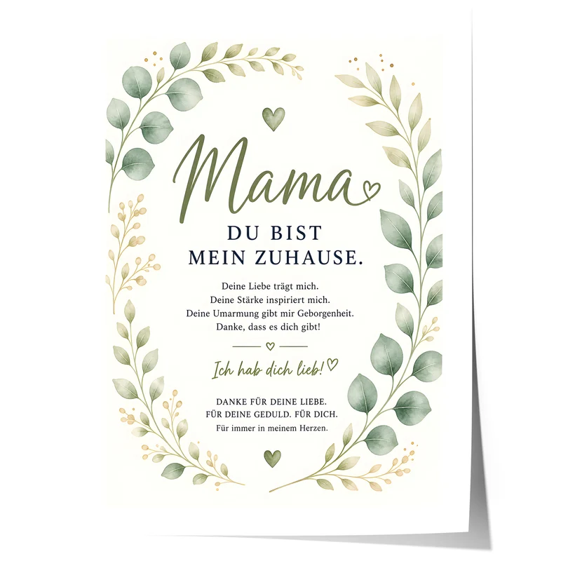Muttertag Poster Mama Eukalyptus · Geschenk für Mama · Liebe Spruch Poster · Boho Wanddeko · Print ohne Rahmen