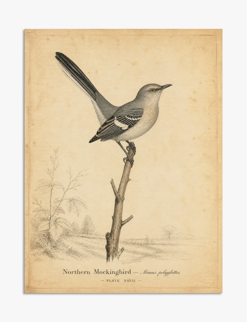 Northern Mockingbird Plate XXVII Art Print