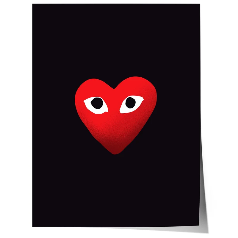 Herz Augen Minimal Poster · Geschenkidee · Rotes Herz Design · Streetwear Stil Kunst · Moderne Wanddeko · Print ohne Rahmen