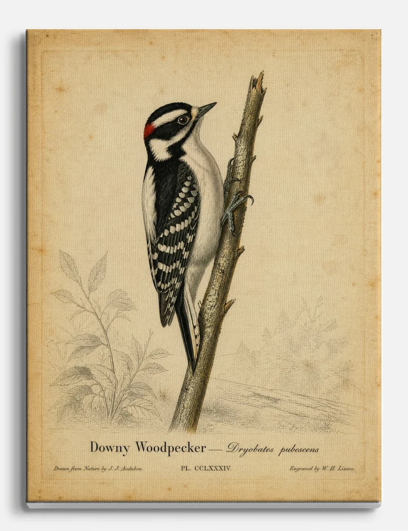 Downy Woodpecker by Audubon Canvas Print