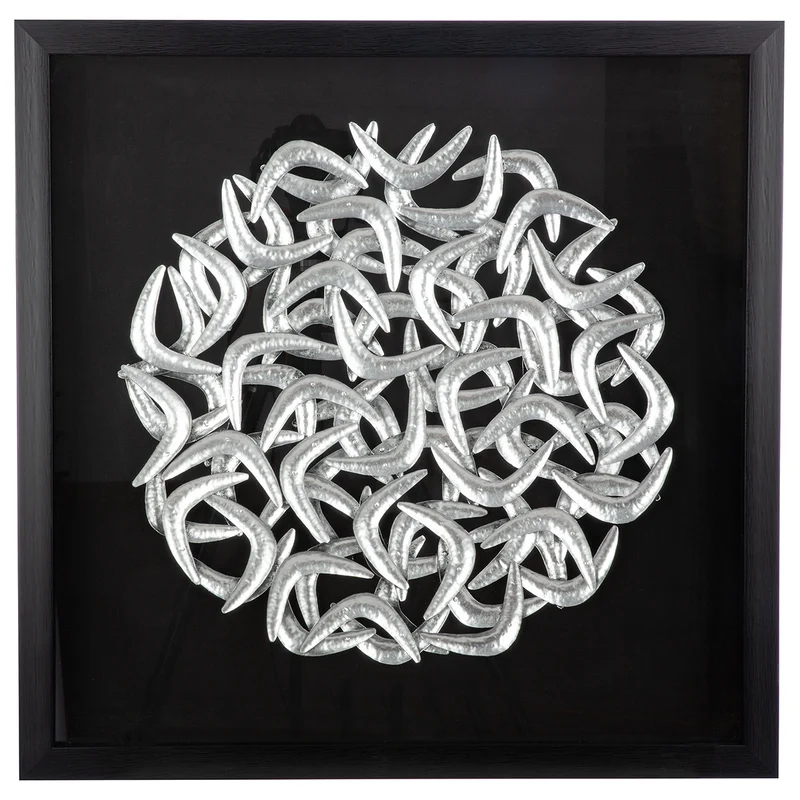 Wandbild Salerno abstrakt schwarz silber 3D Optik quadratisch 60x60cm