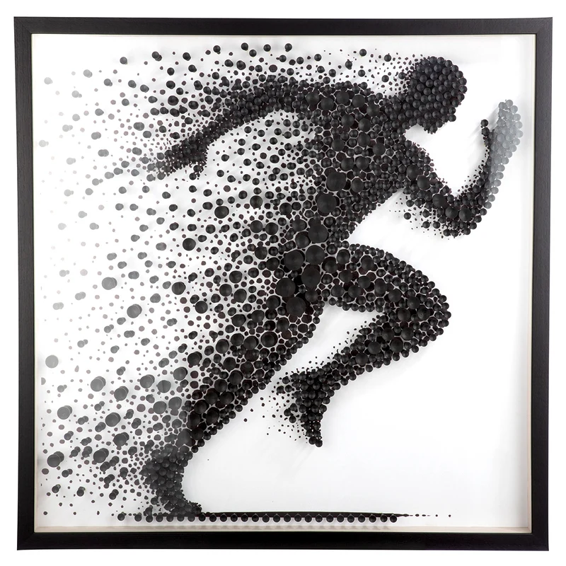 Leinwandbild Sprint Läufer 3D Optik modern quadratisch 80x80 cm