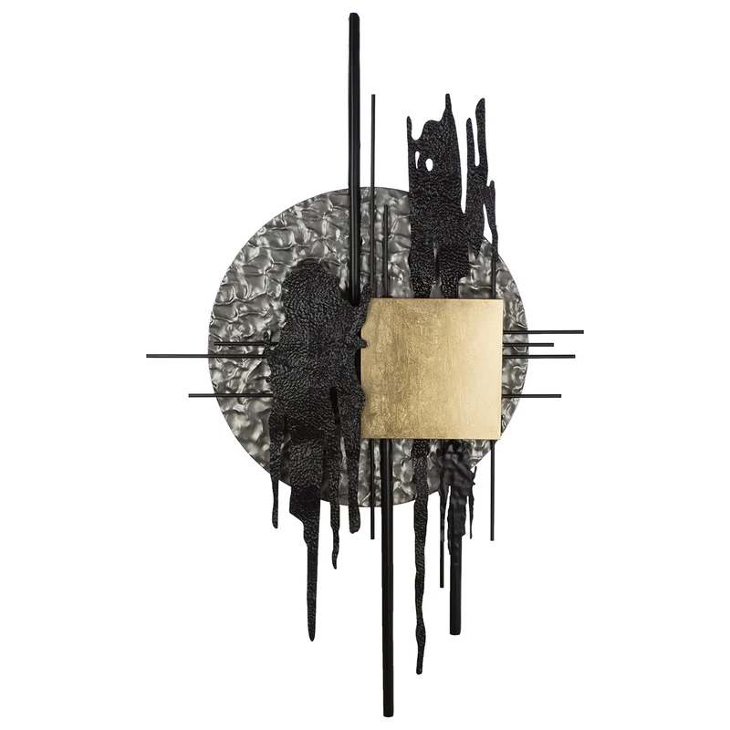 Wandrelief Meteor aus Metall in gold und schwarz modernes Wandobjekt 180cm