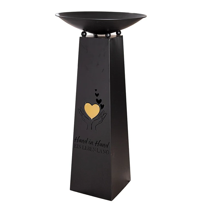 Schalenständer Metall Schwarz Herzmotiv Hand in Hand 102cm