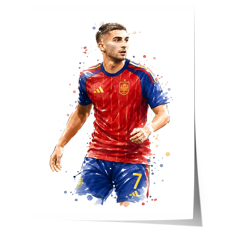 Spanien Fussball Poster · Geschenkidee · Aquarell Sport Wandbild · Deko Print ohne Rahmen