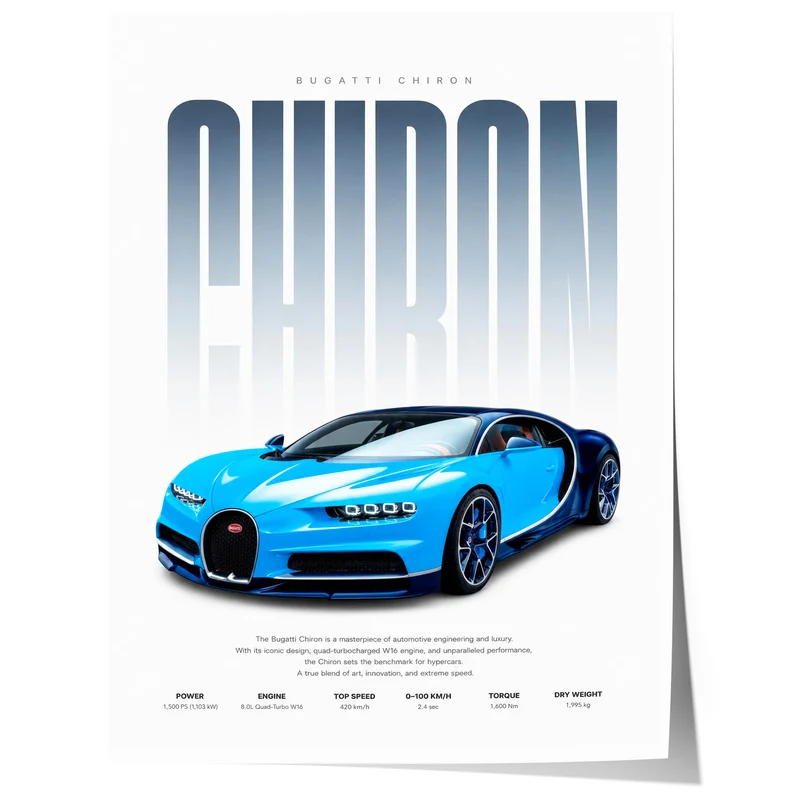 Hypercar Poster Blau · Geschenkidee · Luxus Sportwagen Wandbild · Deko Print ohne Rahmen