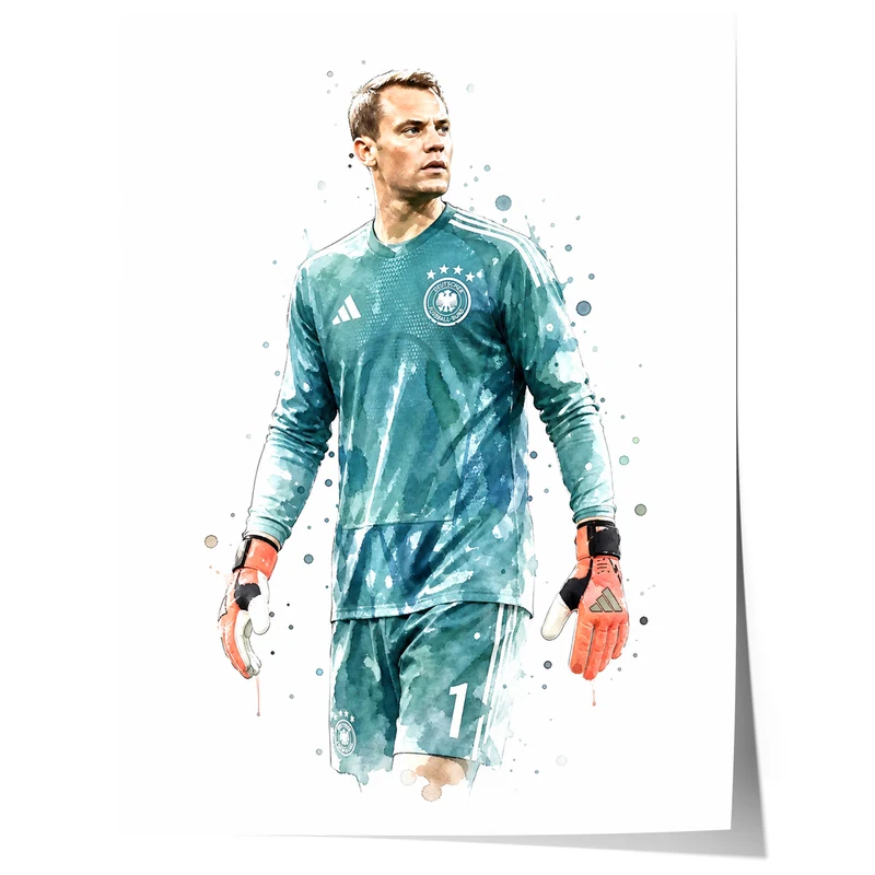 Deutschland Fussball Poster · Geschenkidee · Aquarell Sport Wandbild · Deko Print ohne Rahmen