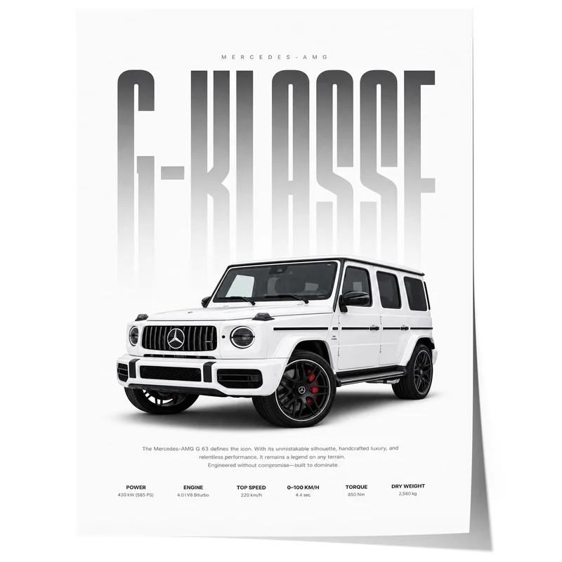 Geländewagen Poster Weiß · Geschenkidee · Luxus SUV Wandbild · Deko Print ohne Rahmen
