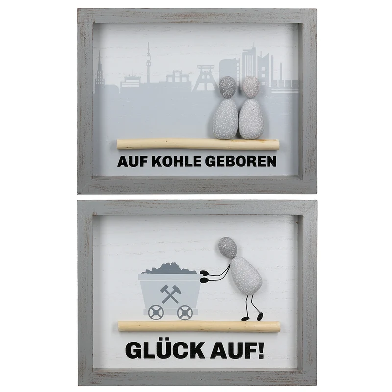 Steinbild Glück Auf 2er set Wanddeko