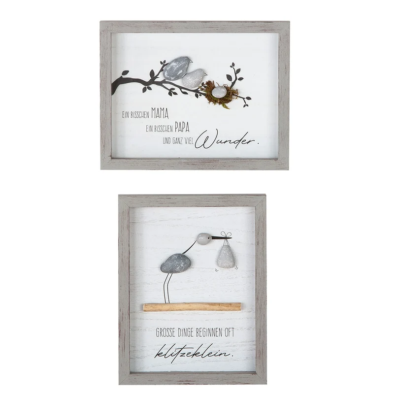Wandbild Set Herzpoesie Klitzeklein 2er set Steinbild grau